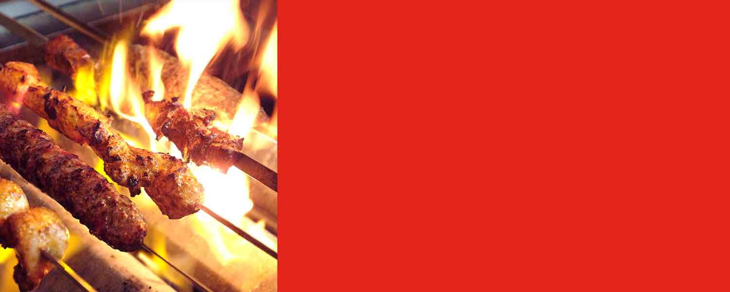 Kabobs on a flaming grill